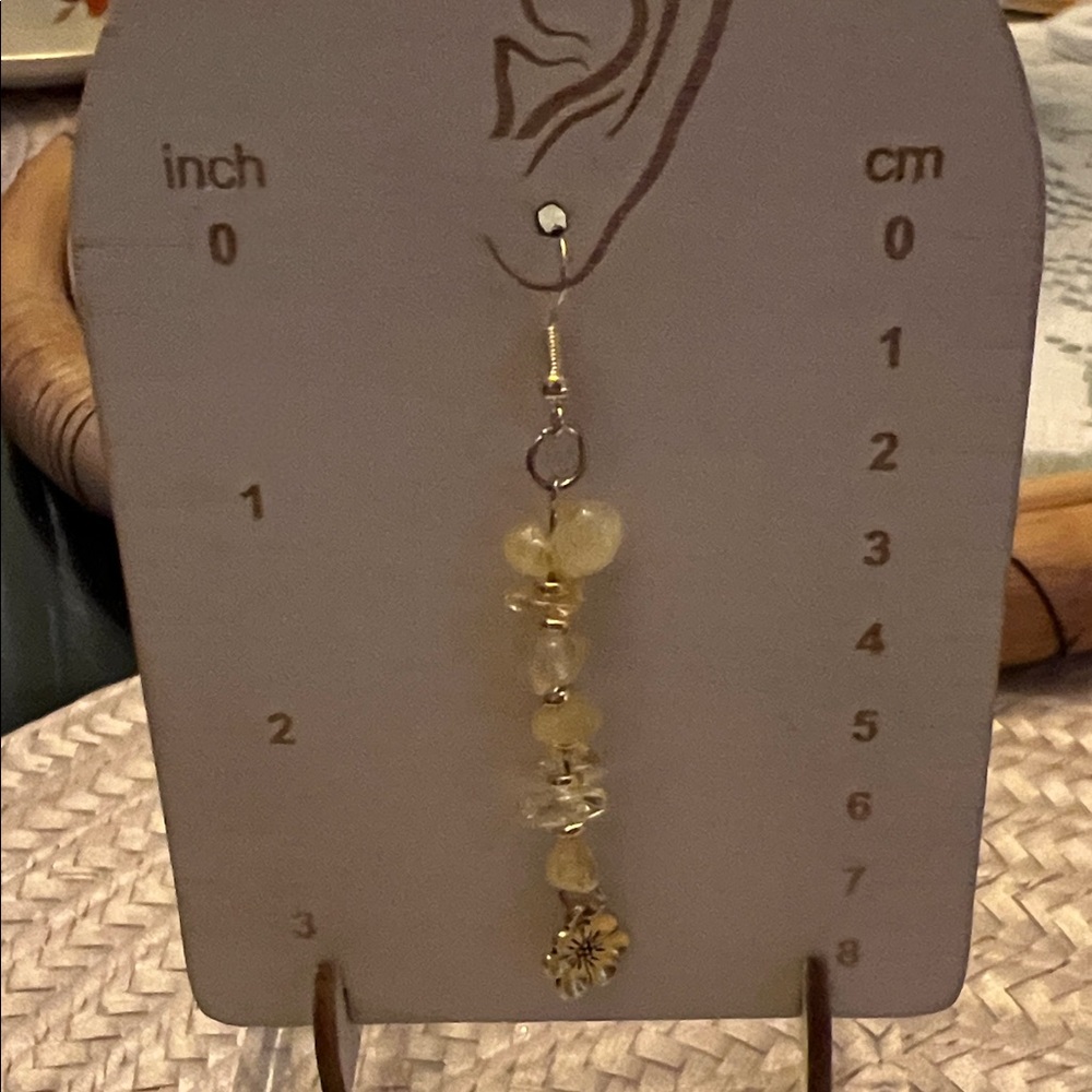 Gold Flower Charm Earrings - Picture 3 of 4